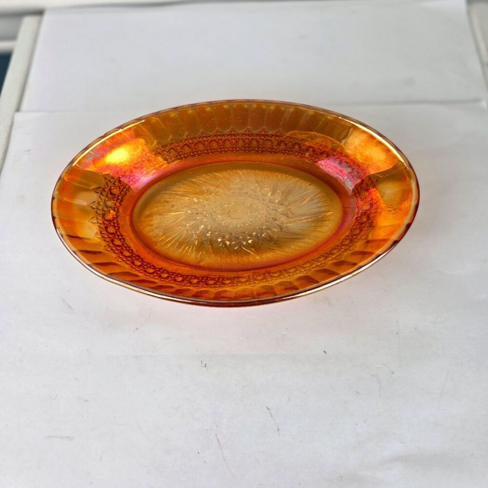 Imperial Marigold Carnival Oval Glass Relish Dish Candy Tidbit